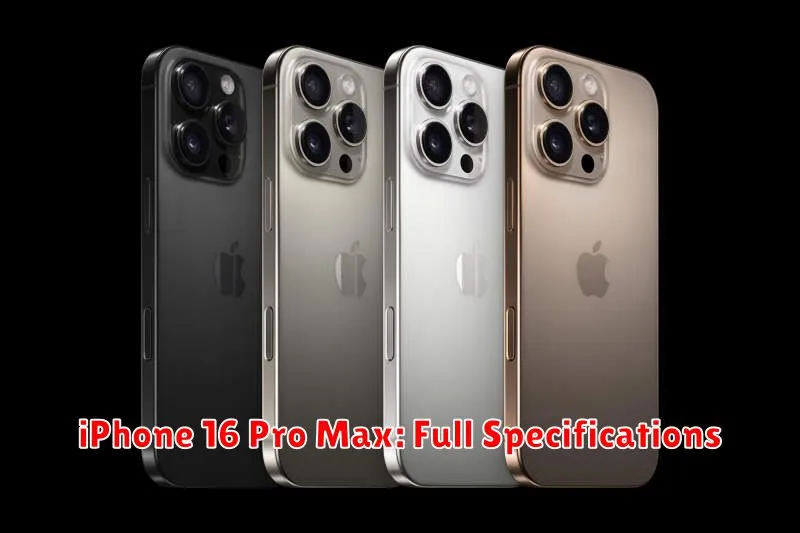 iPhone 16 Pro Max: Full Specifications